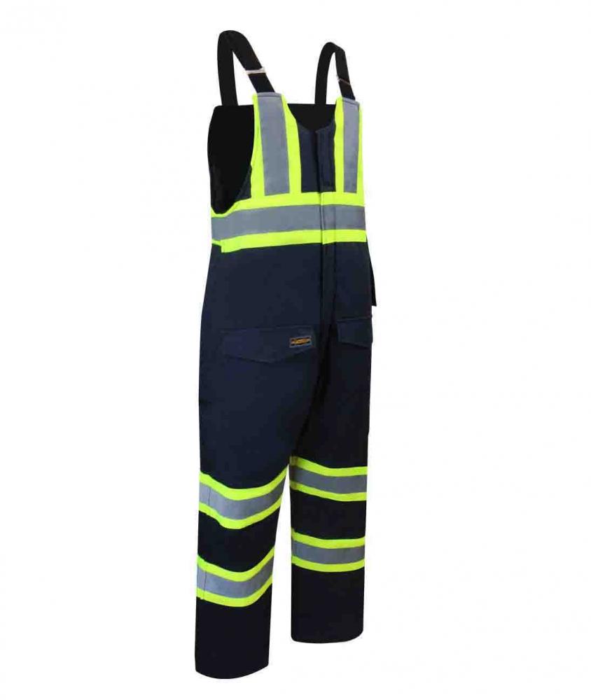 DUCK COTTON INSULATED BIB PANTS WITH ZIPPER ON THE LEGS AND REFLECTIVE STRIPES