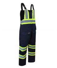 Jackfield 70-350R-XL - DUCK COTTON INSULATED BIB PANTS WITH ZIPPER ON THE LEGS AND REFLECTIVE STRIPES