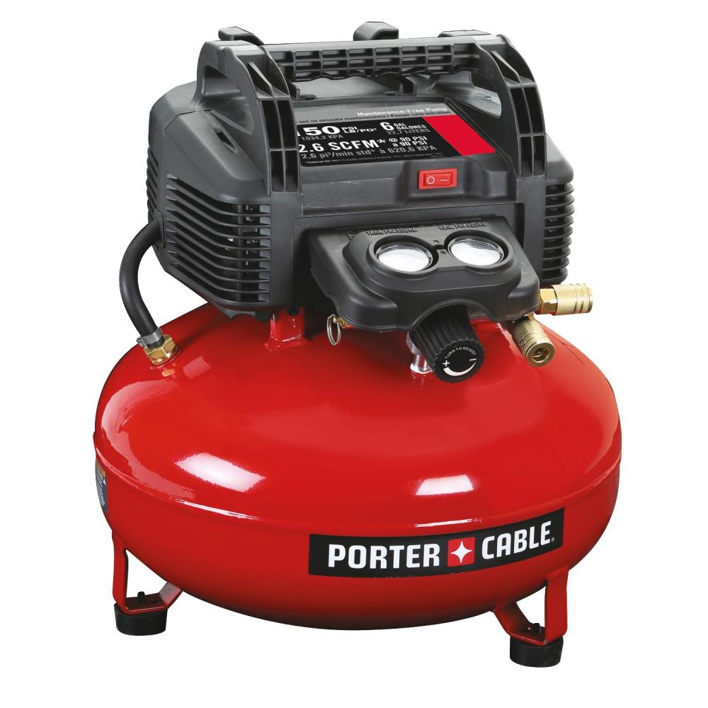 0.8 HP, 6 GALLON, 150 PSI, OIL-FREE, 2.6 SCFM, PANCAKE COMPRESSOR