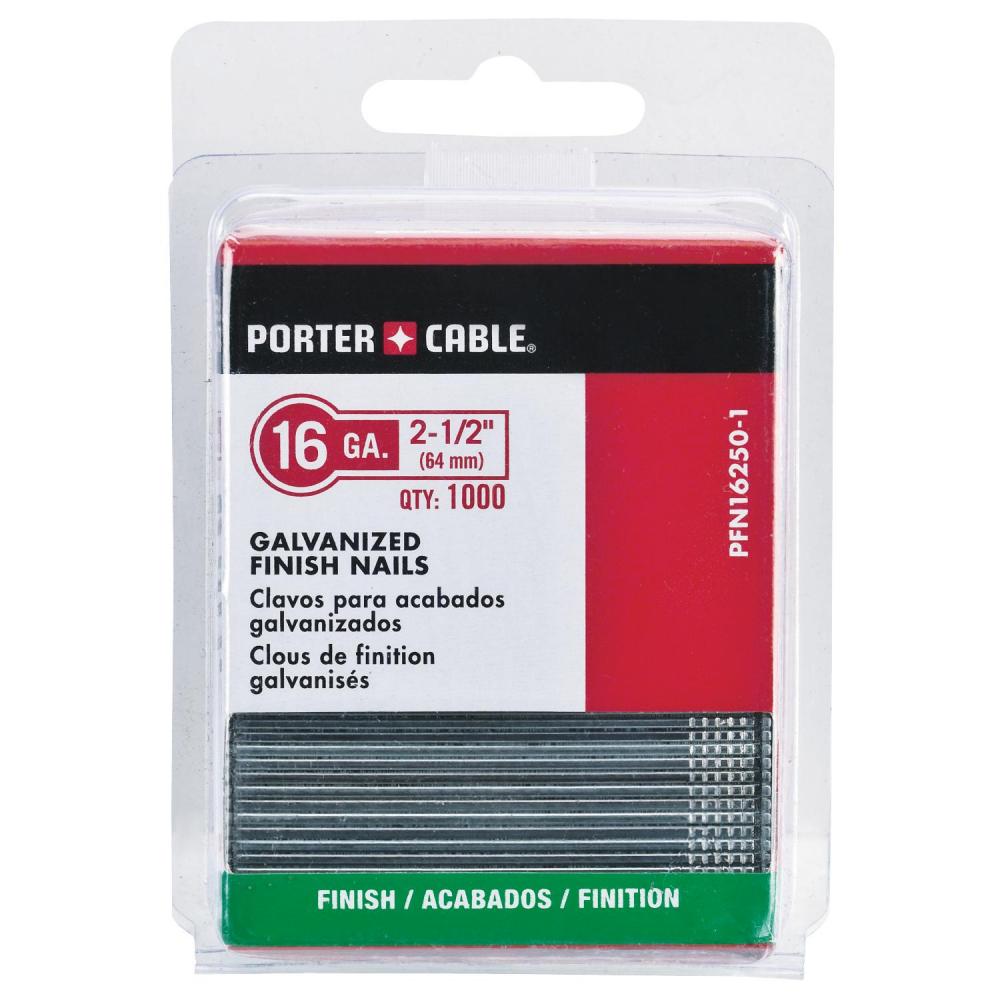 16GA, FINISH NAILS, 2-1/2&#34;, CHISEL POINT, GALVANZIED, 1000 CT