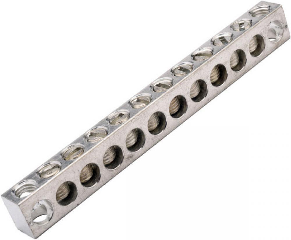 Aluminum Neutral bar, Tin Plated, 14-4 awg Copper and Aluminum, 10 circuits