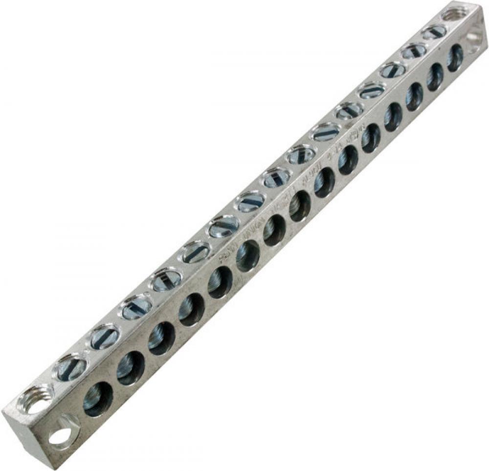 Aluminum Neutral bar, Tin Plated, 14-4 awg Copper and Aluminum, 15 circuits