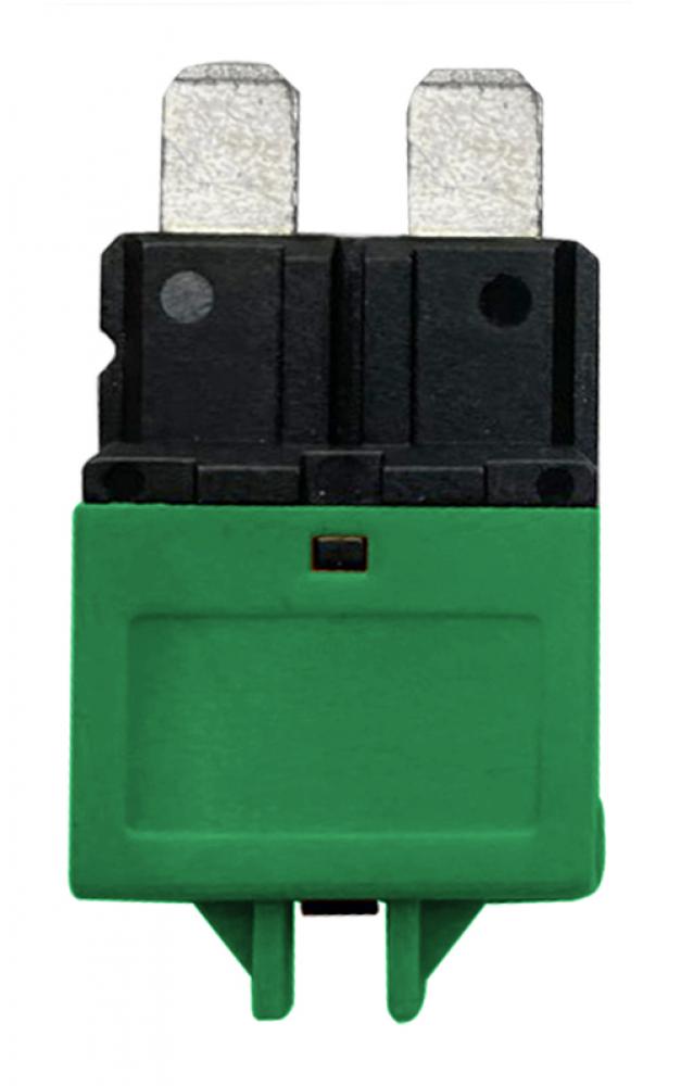 CIRCUIT BREAKER MANUAL RESET STANDARD BLADE 30A GREEN