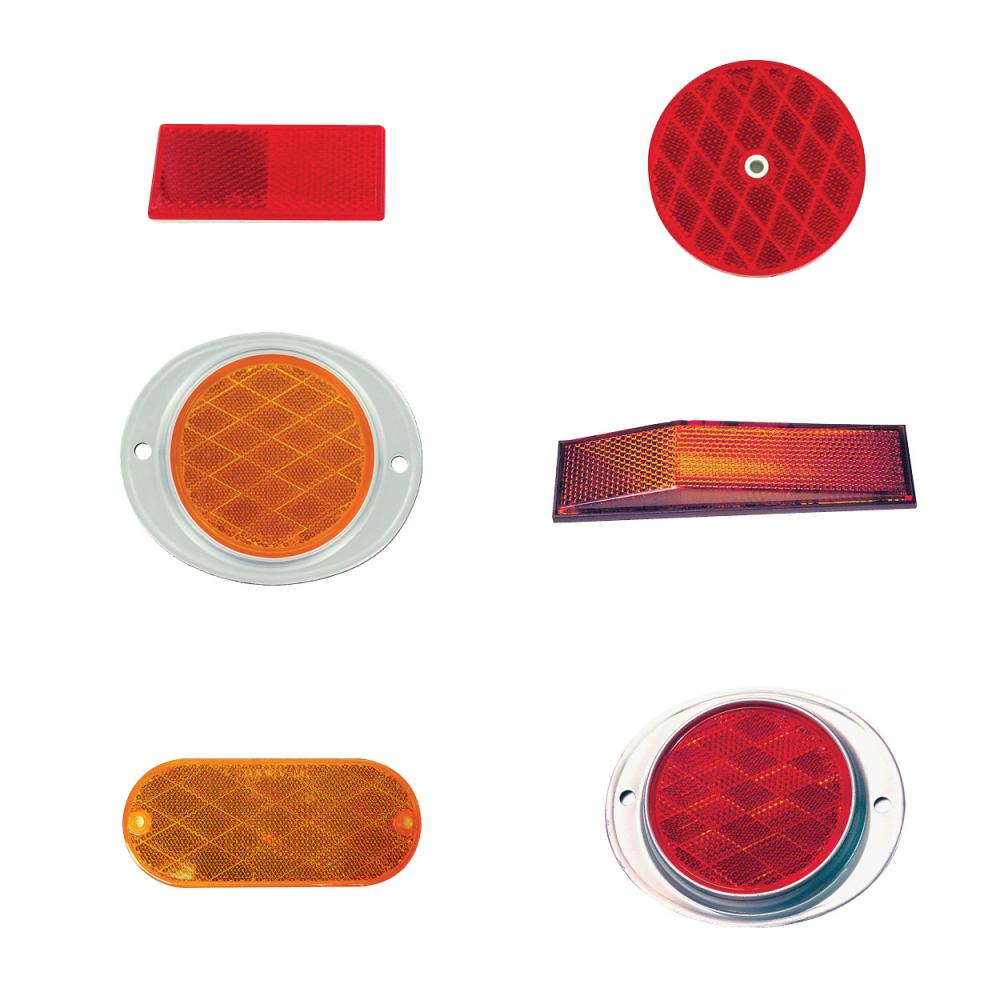 REFL RED ROUND 2-3/16Inch CENTRE HOLE PLASTIC-BACK-10PK