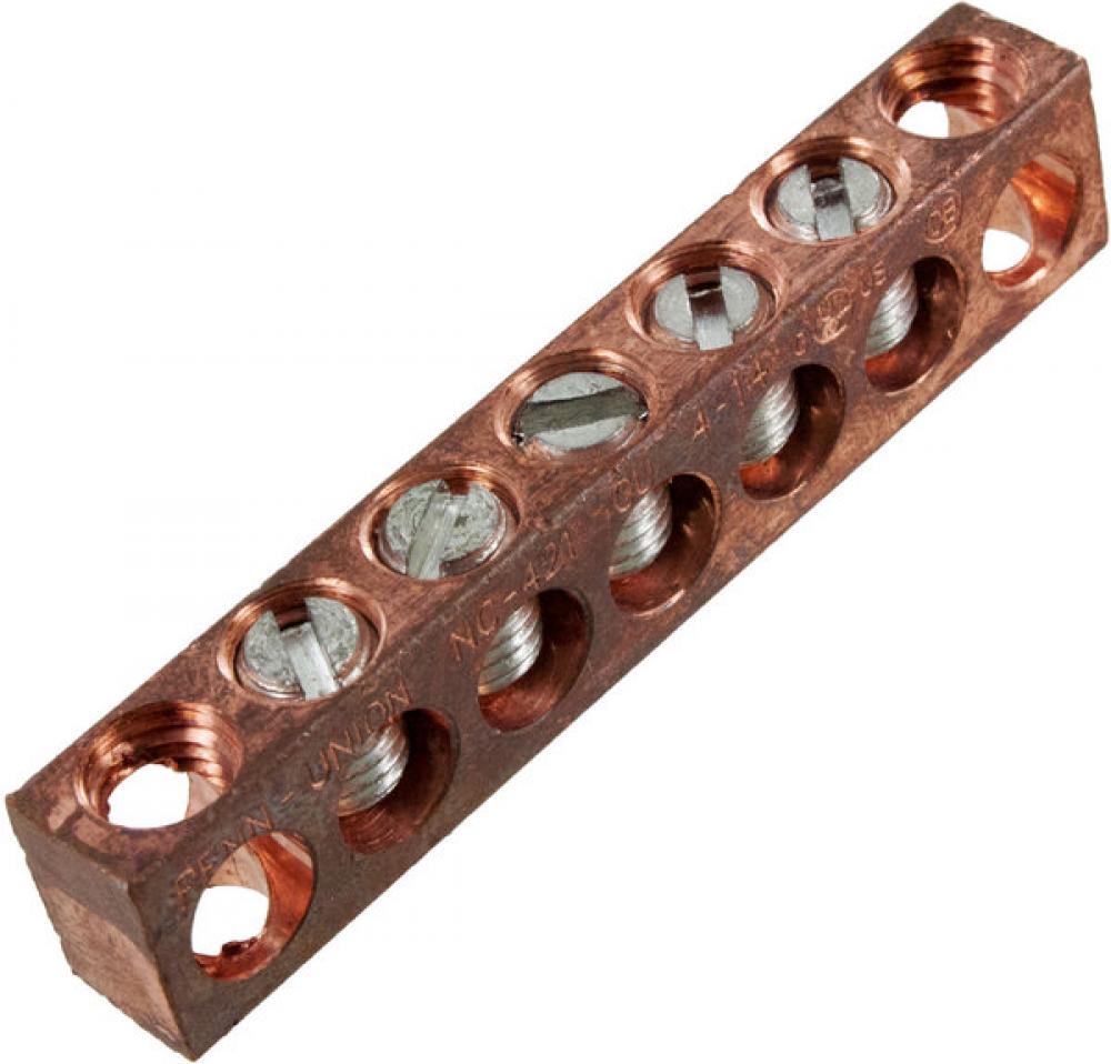 Copper Neutral bar, 14-4 awg Copper Only, 5 circuits