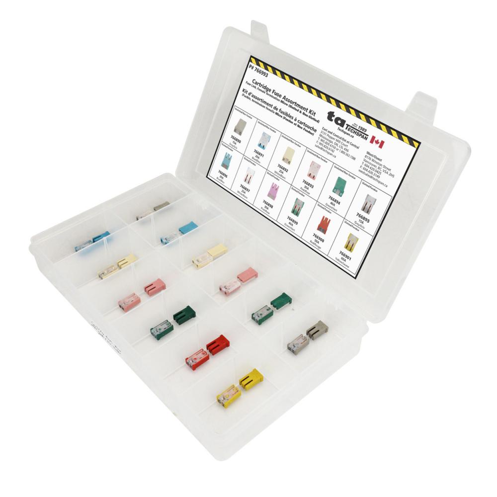 24PC Micro Cartridge (Slotted & Non-Slotted) Fuse Assortment Kit - (Mini Flip Kit Series)