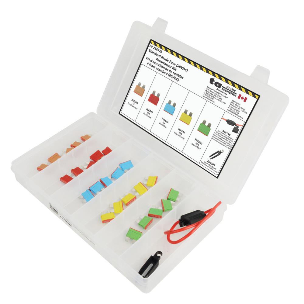 27PC 80VDC Standard Blade Fuse Assortment Kit - (Mini Flip Kit Series)