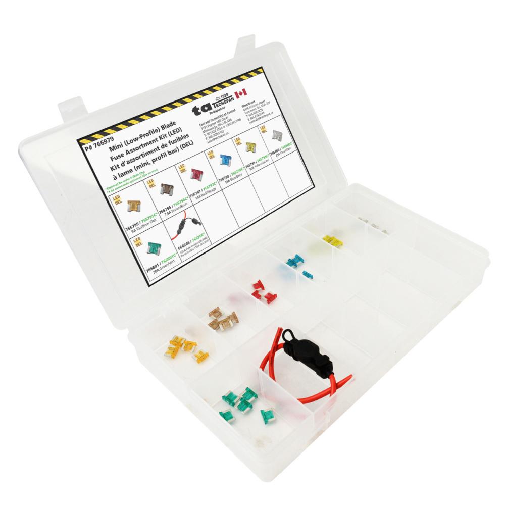 36PC LED Mini (Low-Profile) Blade Fuse Assortment Kit - (Mini Flip Kit Series)