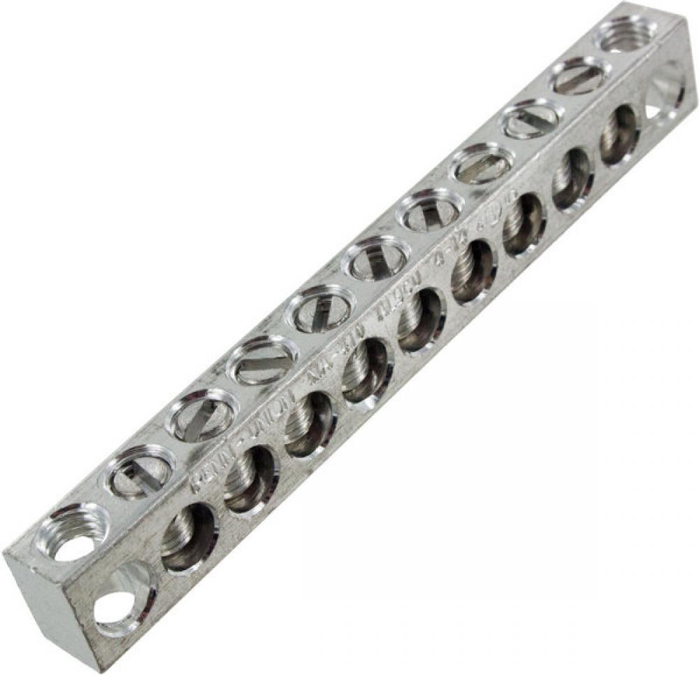 Aluminum Neutral bar, Tin Plated, 14-4 awg Copper and Aluminum, 9 circuits