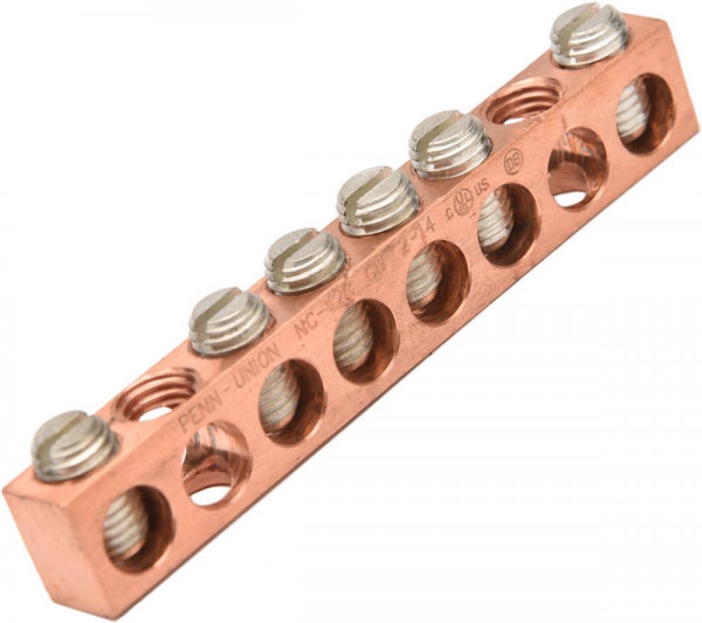 Copper Neutral bar, 14-2 awg Copper Only, 6 circuits