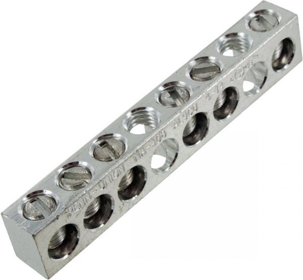 Aluminum Neutral bar, Tin Plated, 14-4 awg Copper and Aluminum, 6 circuits