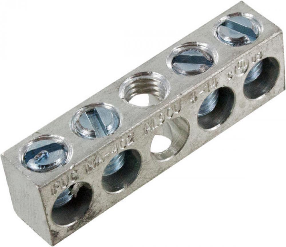 Aluminum Neutral bar, Tin Plated, 14-4 awg Copper and Aluminum, 4 circuits