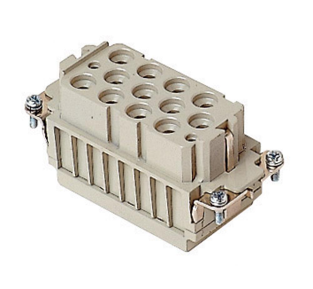 FEMALE INSERT - 12P+2P+Ground  40A MAX - 600V+10A MAX - 600V  CRIMP TERMINATION