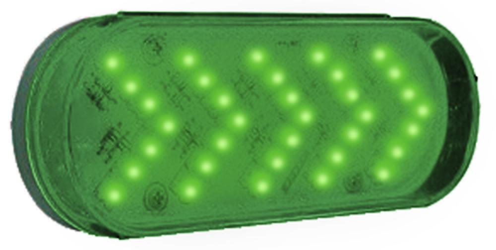 LED LMP STROBE OVAL GREEN 35-DIODES SEQUENTIAL FLASH