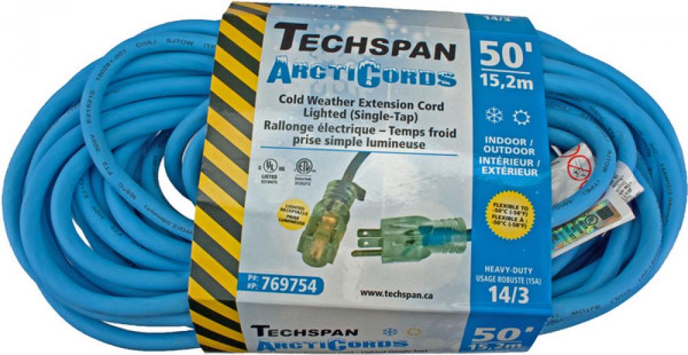 EXTENSION CORD COLD WTHR 1TAP BLUE 14/3 50FT