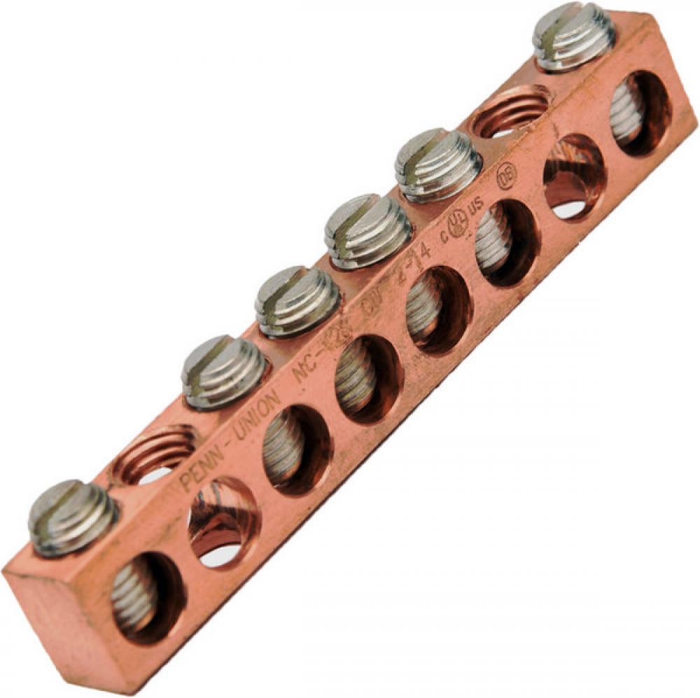 Copper Neutral bar, 14-4 awg Copper Only, 6 circuits