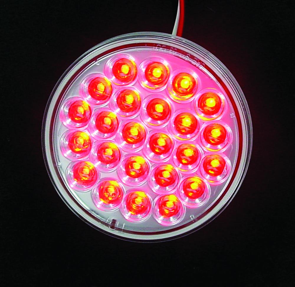 LED LMP SLD S/T/T CLR LENS RED 4Inch 24-DIODES