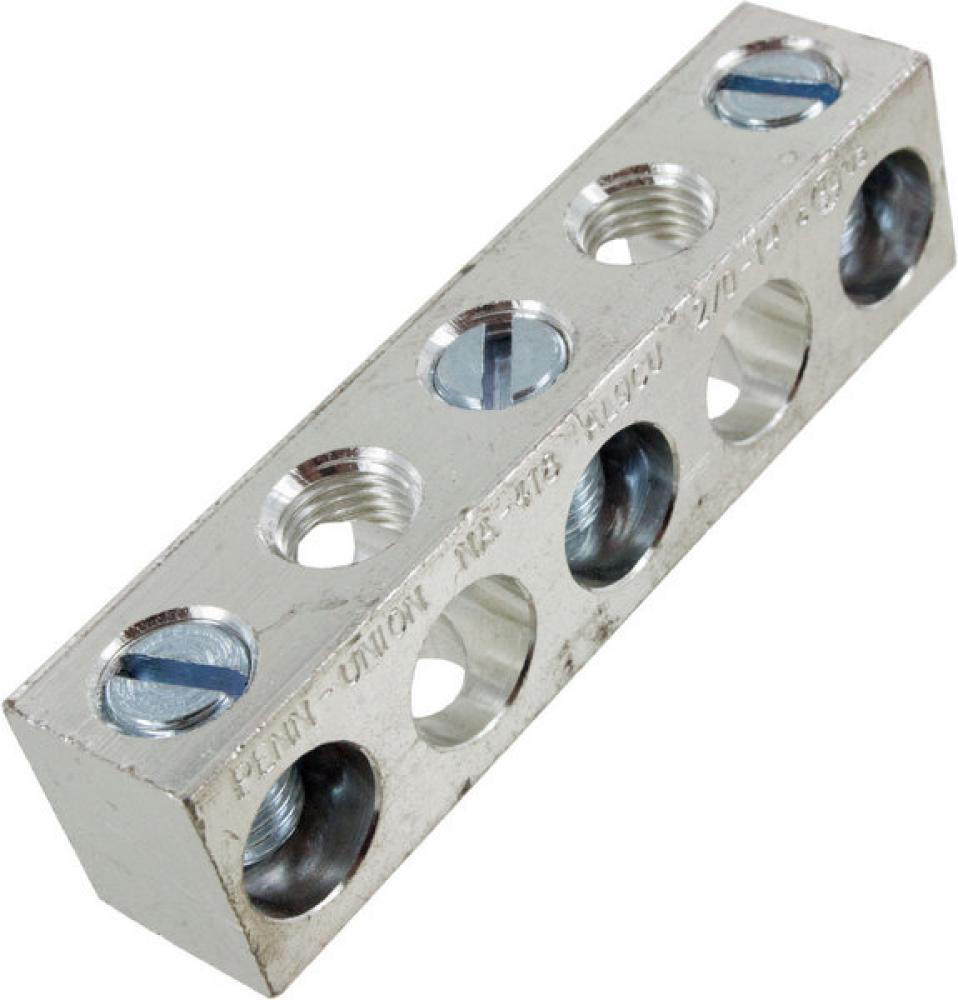 Aluminum Neutral bar, Tin Plated, 14-2/0 awg Copper and Aluminum, 3 circuits