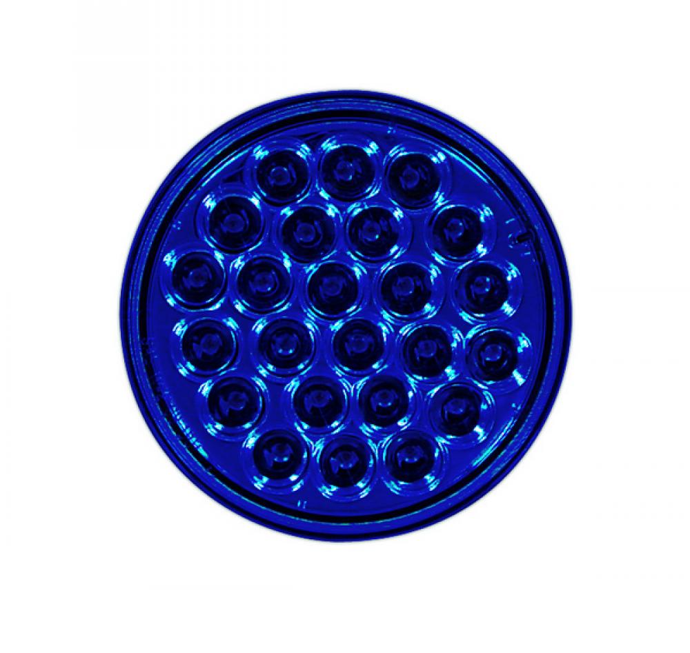 LED LMP STROBE 4&#34; ROUND BLUE 24-DIODES QUAD FLASH