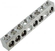 Techspan NA404 - Aluminum Neutral bar, Tin Plated, 14-4 awg Copper and Aluminum, 6 circuits