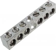 Techspan NA408 - Aluminum Neutral bar, Tin Plated, 14-4 awg Copper and Aluminum, 6 circuits