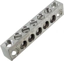 Techspan NA406 - Aluminum Neutral bar, Tin Plated, 14-4 awg Copper and Aluminum, 5 circuits