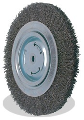 6 x 5/8 x 2, 0.014 Bench Wheel Wire Brush, Tempered Wire