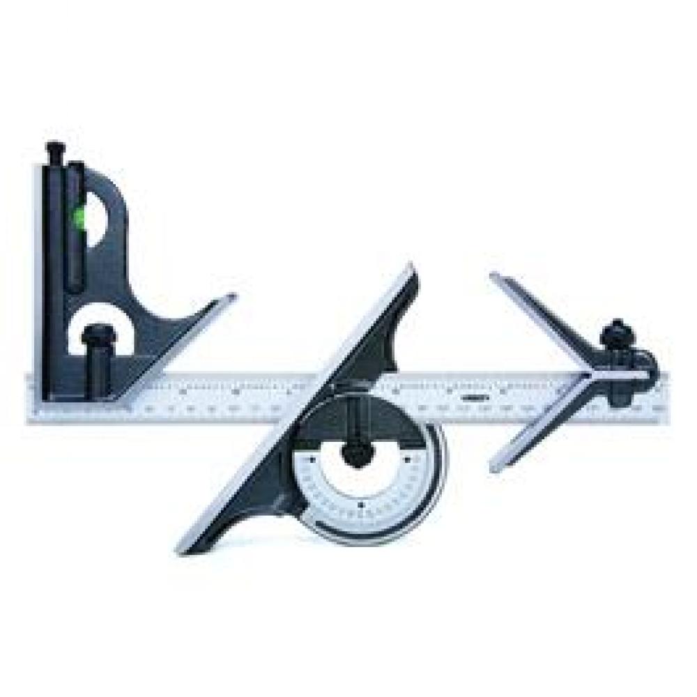 COMBINATION SQUARE SET 12IN/300MM RULE W/ 1/32 AND 0.5MM GRDAS PLUS 1/64 AND 1MM GRADS