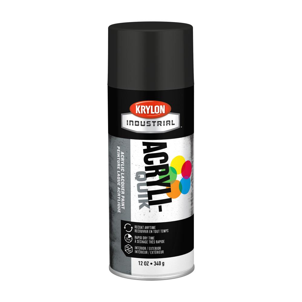 Krylon Industrial Acryli-Quik, Ultra-Flat Black, 12 oz.