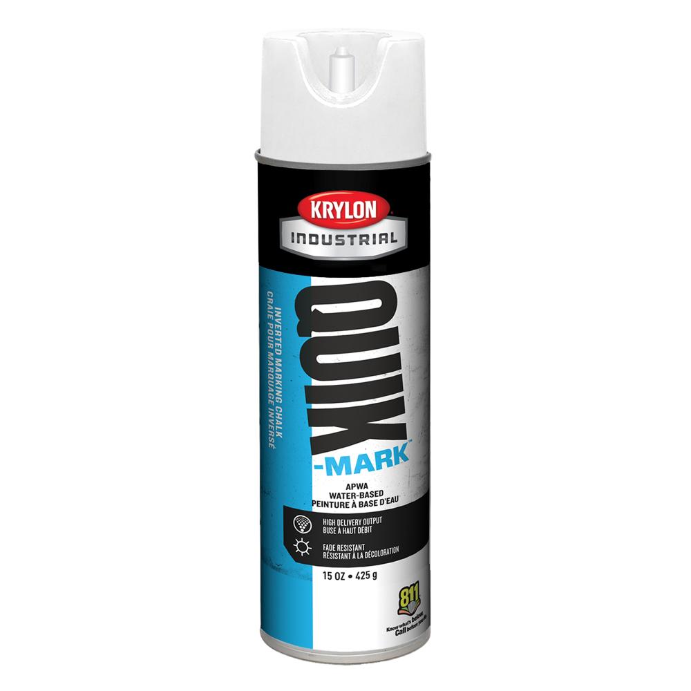 Krylon Industrial Quik-Mark Water-Based Inverted Marking Chalk, White, 15 oz.