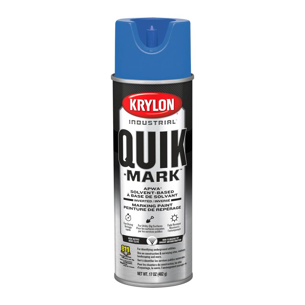 Krylon Industrial Quik-Mark Solvent-Based Inverted Marking Paint, Blue, 17 oz.