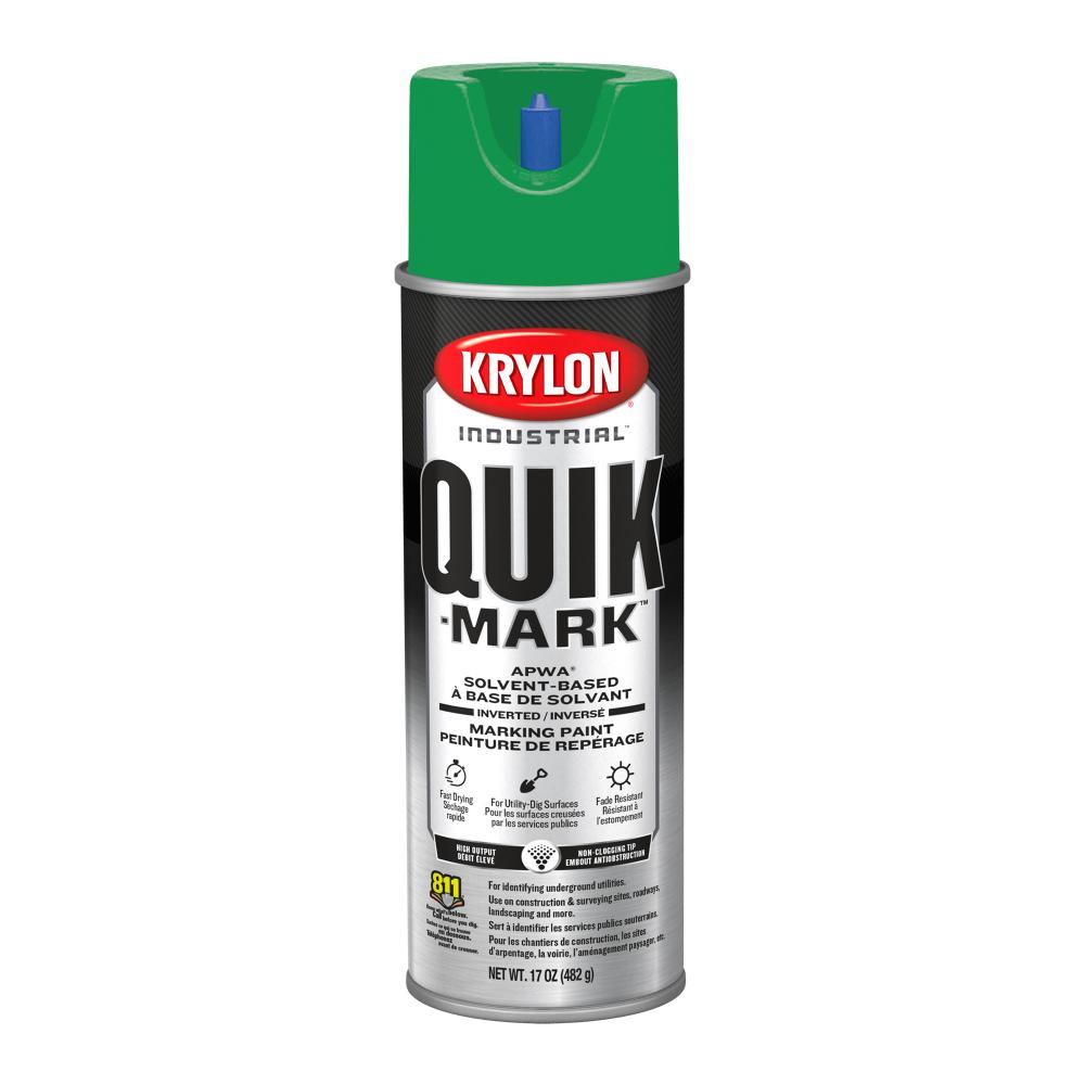 Krylon Industrial Quik-Mark Solvent-Based Inverted Marking Paint, Green, 17 oz.