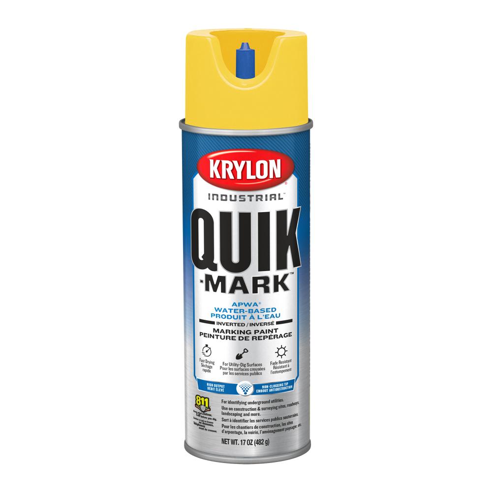 Krylon Industrial Quik-Mark Water-Based Inverted Marking Paint, Utility Yellow, 17 oz.