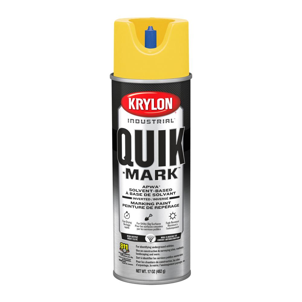 Krylon Industrial Quik-Mark Solvent-Based Inverted Marking Paint, Safety Yellow, 17 oz.