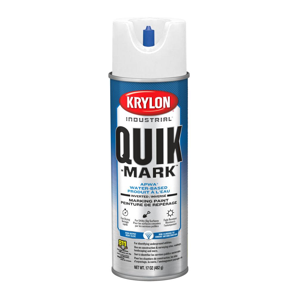 Krylon Industrial Quik-Mark Water-Based Marking Paint, Brilliant White, 17 oz.