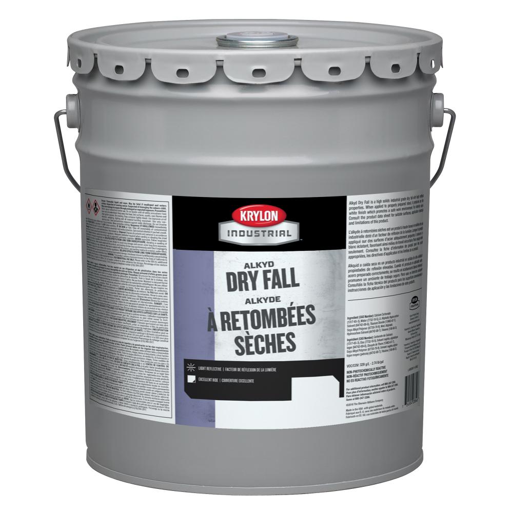 Krylon Industrial Alkyd Dry Fall, Flat, White, 5 Gallon