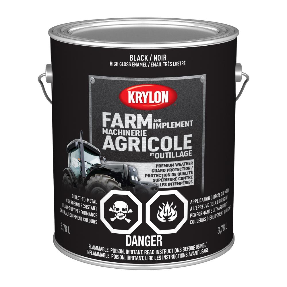 Krylon® Farm & Implement Paint Brush On, Gloss, Black, 3.78 L