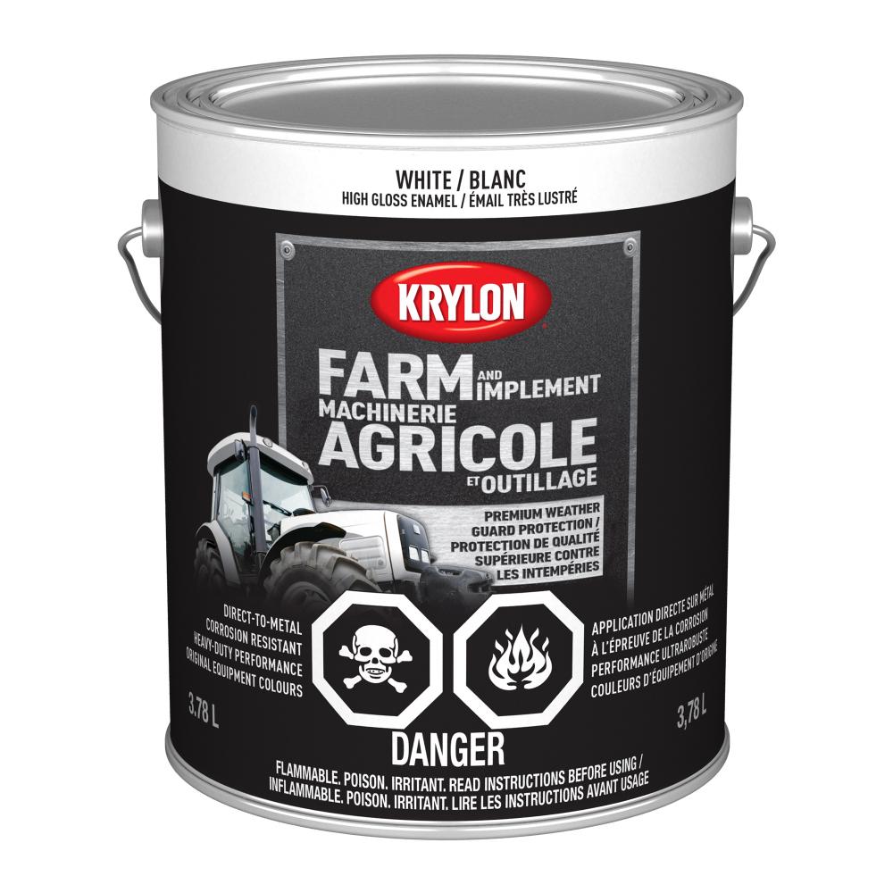 Krylon® Farm & Implement Paint Brush On, Gloss, White, 3.78 L