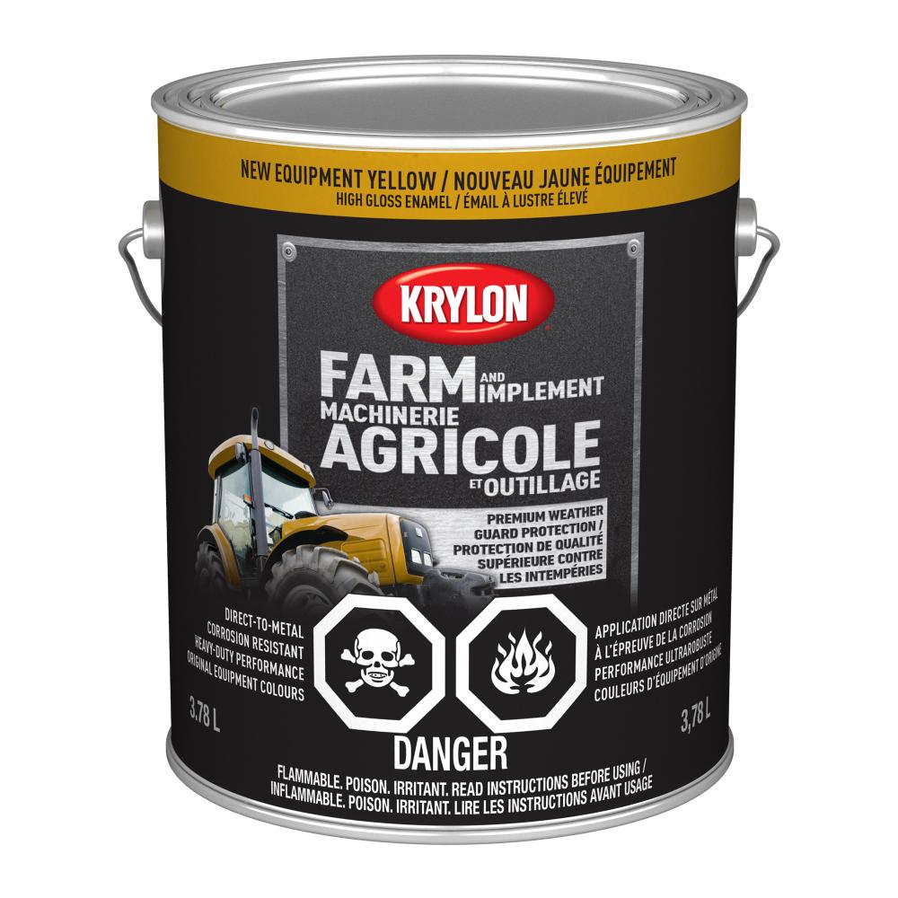 Krylon® Farm & Implement Paint Brush On, High Gloss, New Equipment Yellow, 3.78