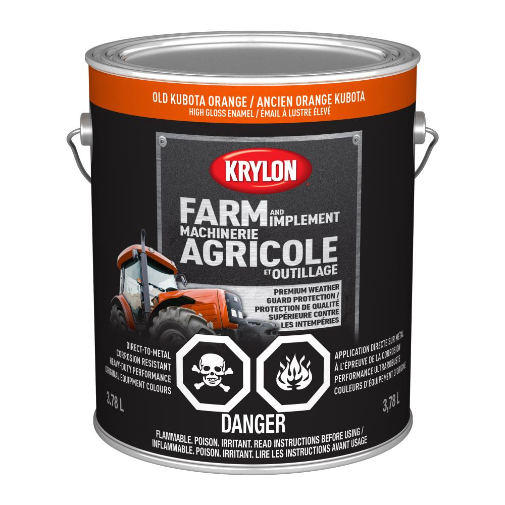 Krylon® Farm & Implement Paint Brush On, High Gloss, Old Kubota Orange, 3.78 L