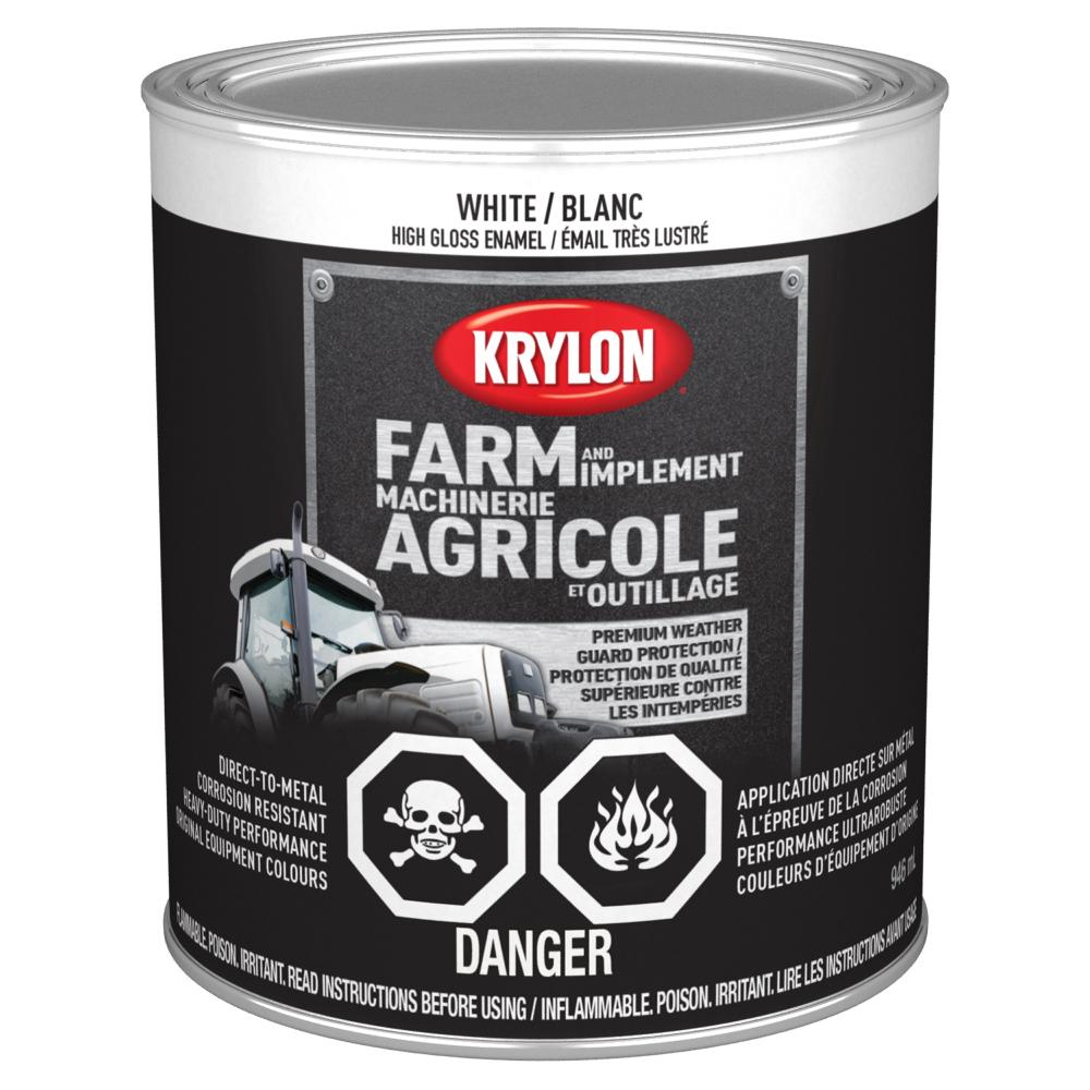 Krylon® Farm & Implement Paint Brush On, High Gloss, White, 946 mL