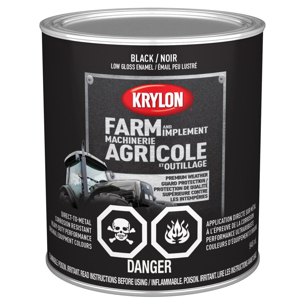 Krylon® Farm & Implement Paint Brush On, Low Gloss, Black, 946 mL