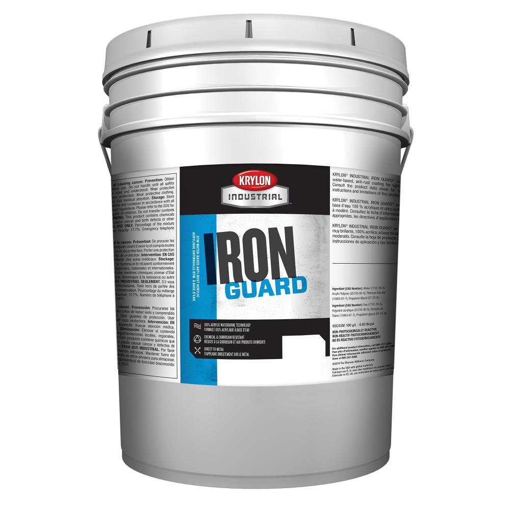 Krylon Industrial Iron Guard Water-Based Acrylic Enamel, Flat, Gray Primer, 5 Gallon