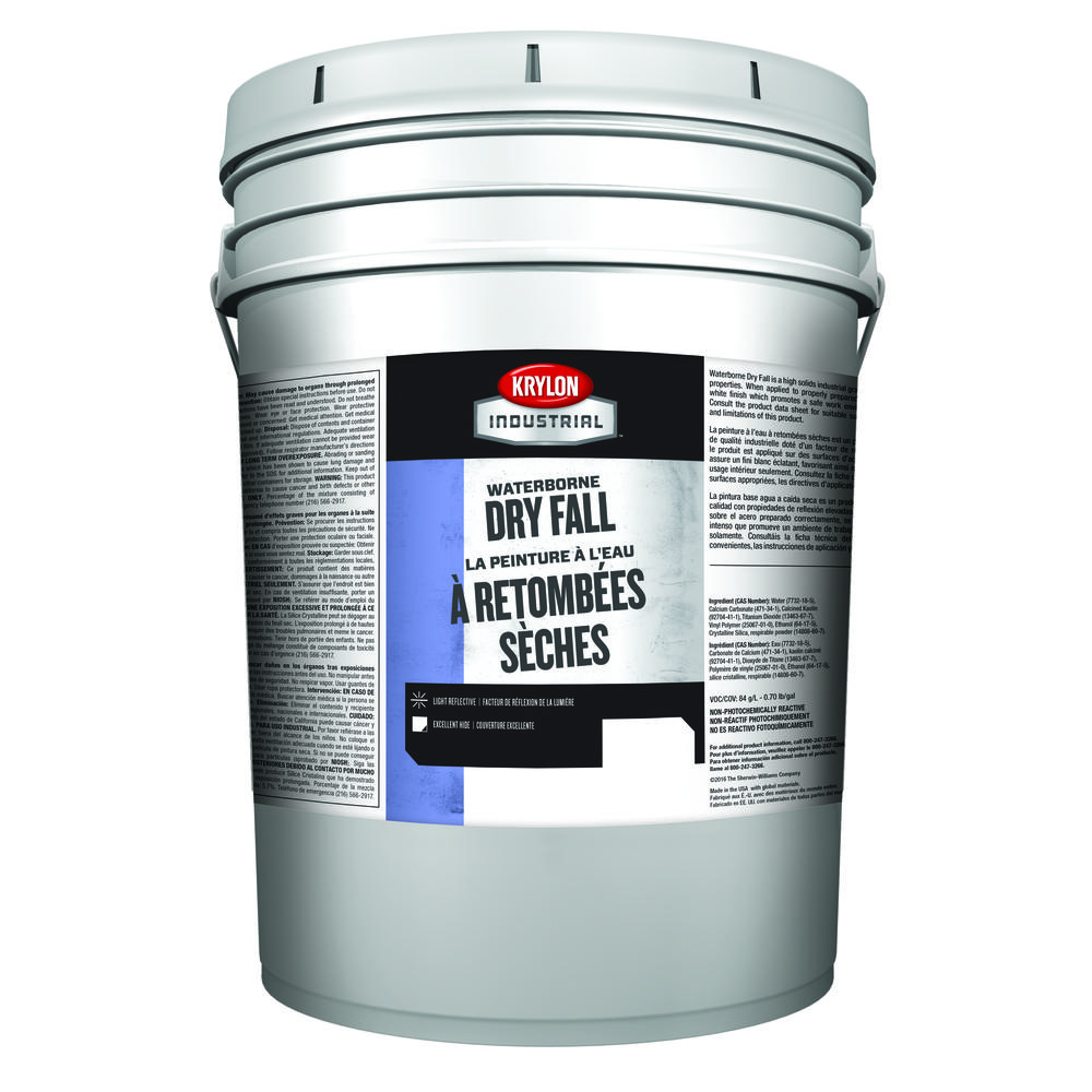 Krylon Industrial Waterborne Dry Fall, Flat, Black, 5 Gallon