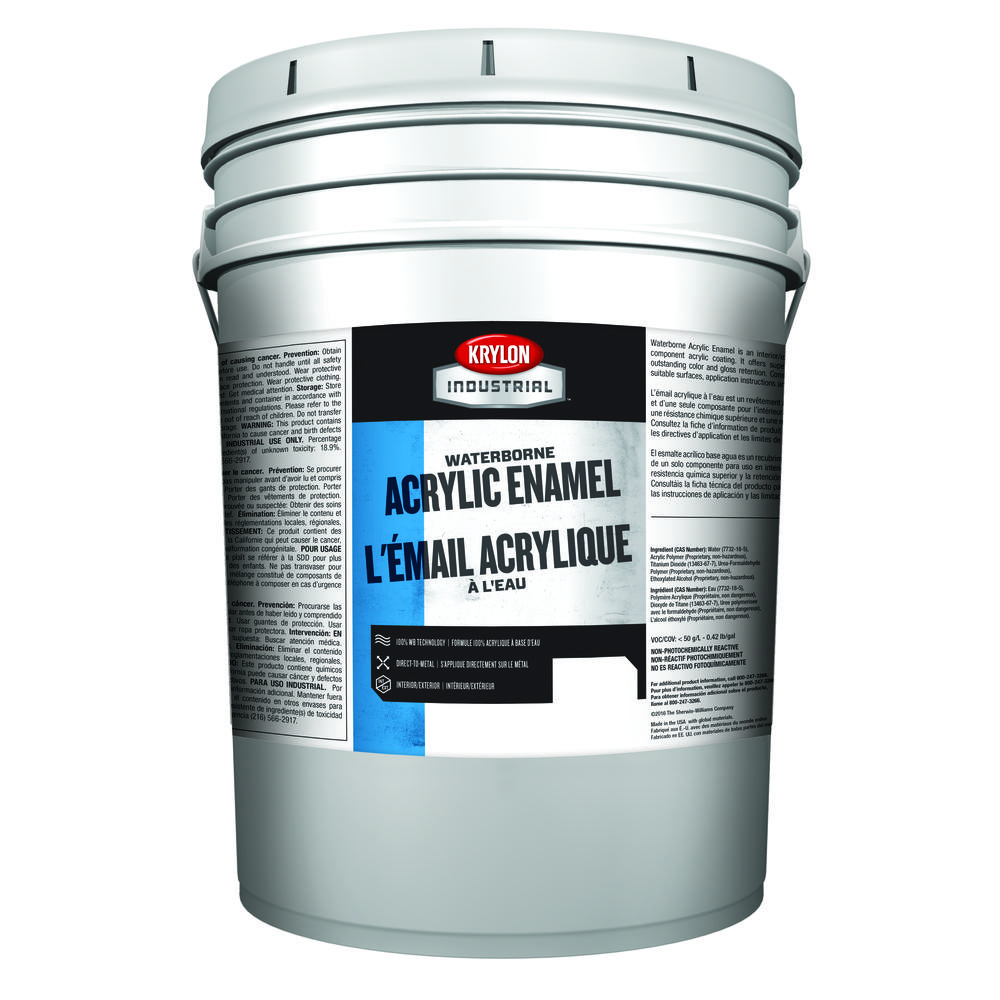 Krylon Industrial Waterborne Acrylic Enamel, Gloss, Neutral Base, 5 Gallon