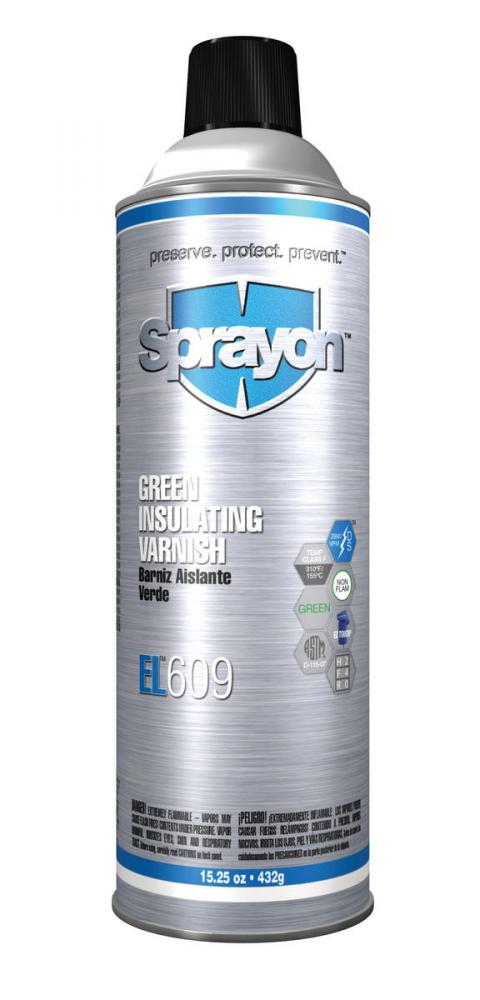 Sprayon EL609 Green Insulating Varnish, Green, 15.25 oz.