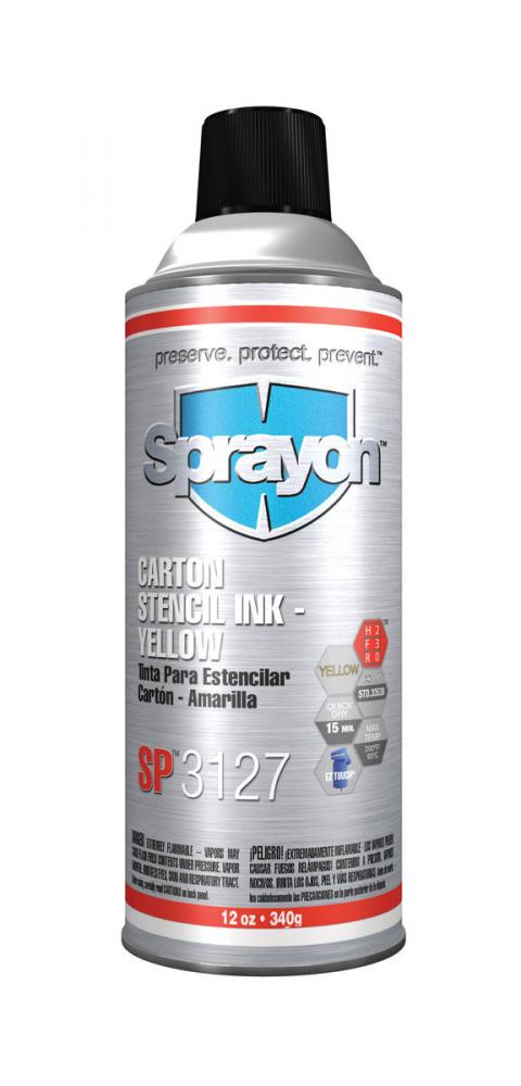 Sprayon SP3100 Series Carton Stencil Inks, Yellow, 12 oz.