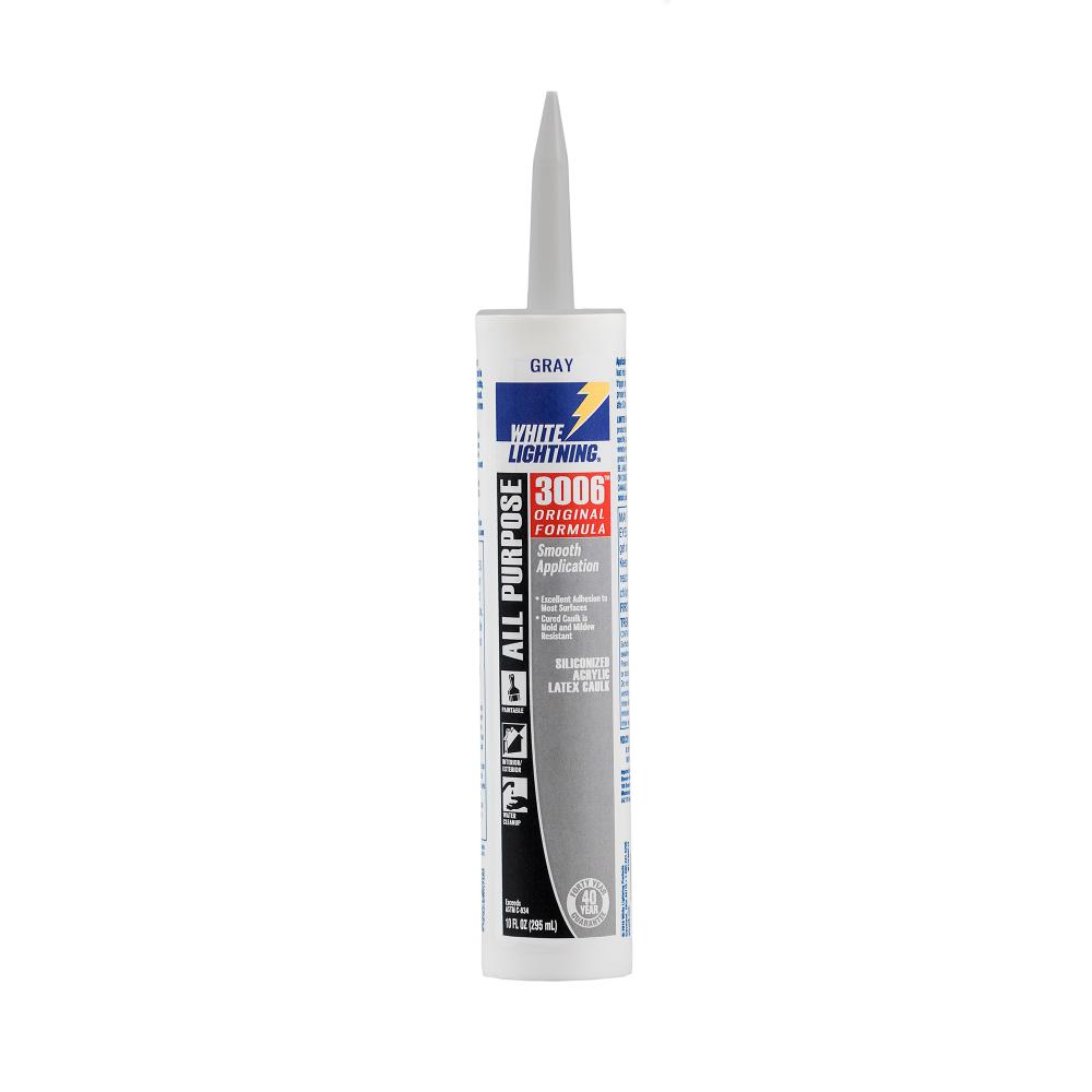 White Lightning® 3006™ All Purpose Adhesive Caulk, Gray, 295 mL