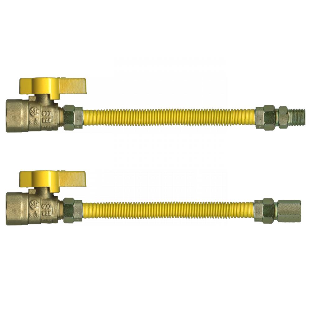 1/2 ID (5/8 OD) SS STATIONARY APPLIANCE CONNECTOR WITH VALVE 3/4 MPT