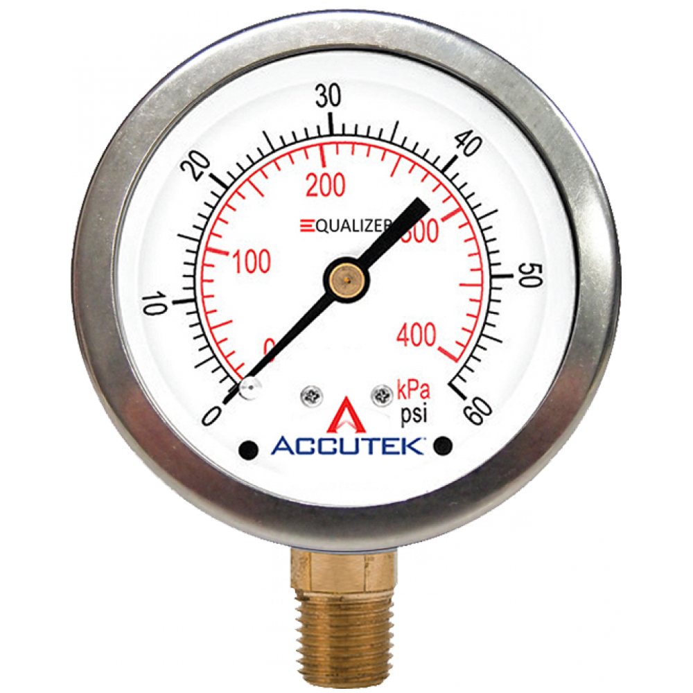 1/4 NPT BRASS STEM MOUNT STAINLESS STEEL EQUALIZER GAUGE